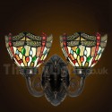 Retro 2 Light Dragonfly Tiffany Wall light