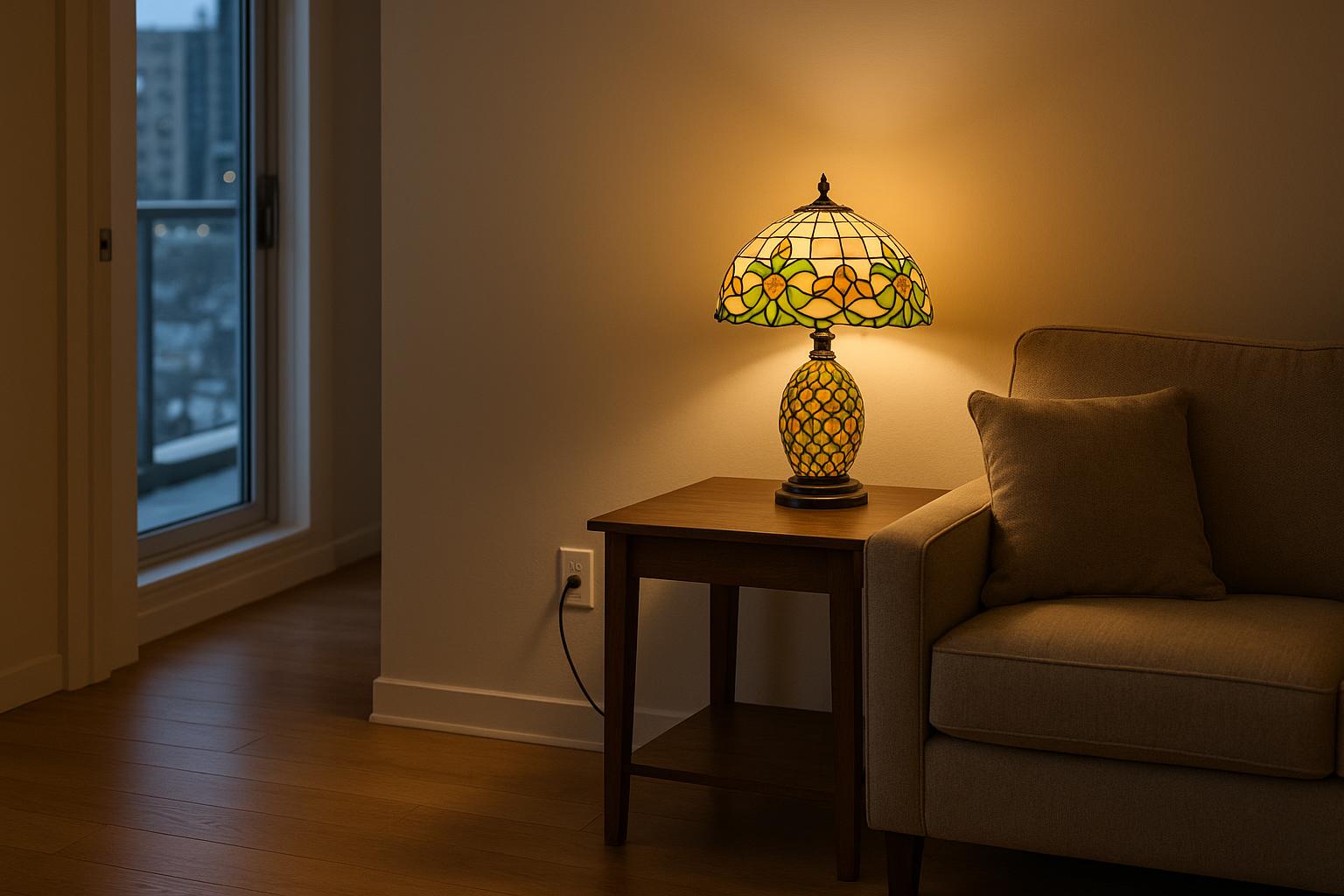 Using a Lighted-Base Tiffany-Style Lamp on an Unwired Wall